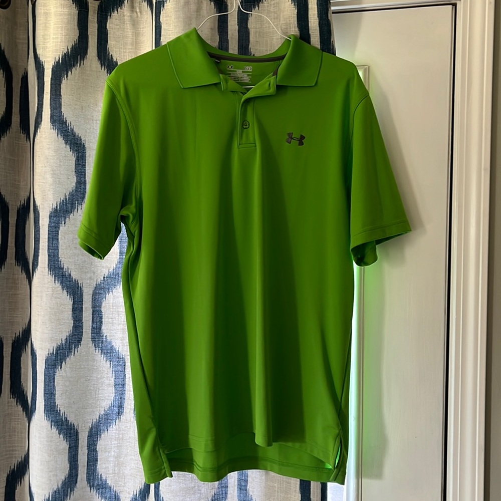 Under Armour Men’s size large short sleeved green and gray polo